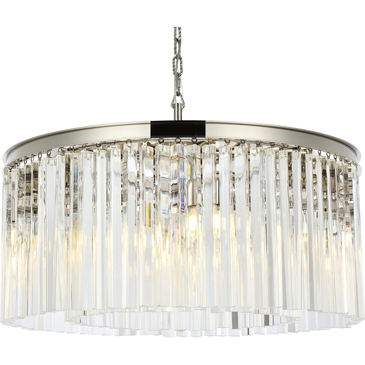Elegant Lighting Sydney Collection 1208D31PN/RC 8-Light Pendant Lamp with Royal Cut Crystals, Polished Nickel Finish