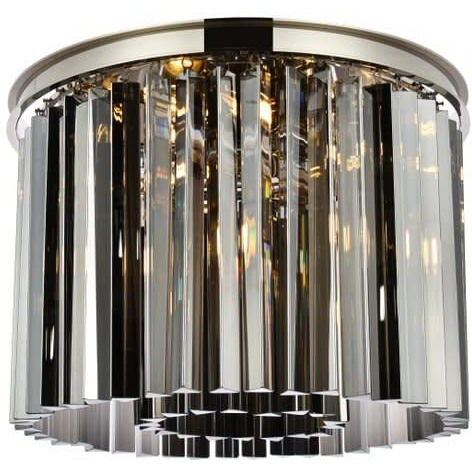 Elegant Lighting Sydney Collection 6-Light Flush Mount with Royal Cut Silver Shade Crystals, 6 Polished Nickel Finish