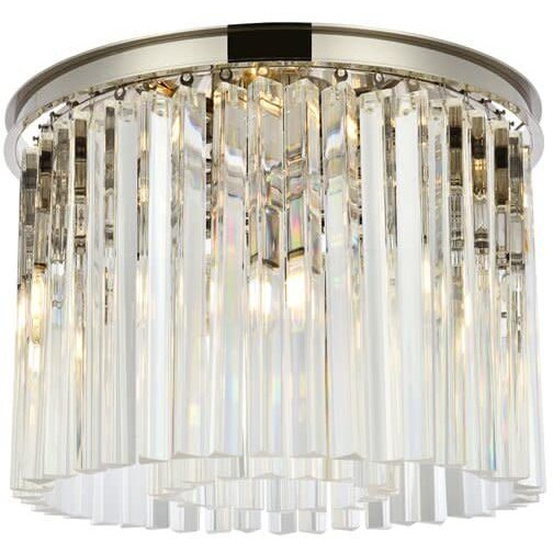 Elegant Lighting Sydney Collection 6-Light Flush Mount with Royal Cut Crystals, 6 Polished Nickel Finish