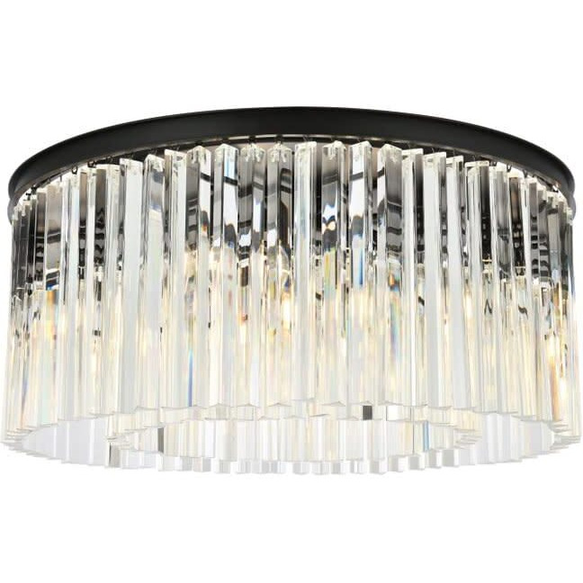 Elegant Lighting Sydney Collection 1208F31MB/RC 8-Light Flush Mount with Royal Cut Crystals, Mocha Brown Finish