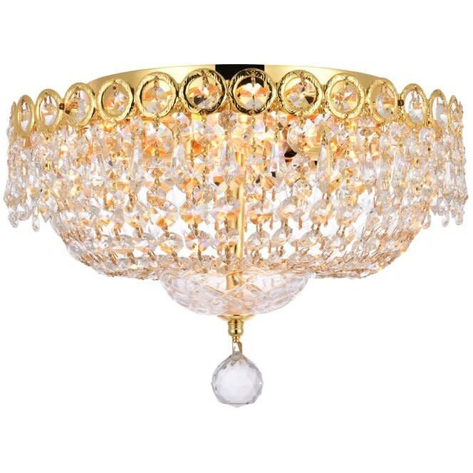 Elegant Lighting Century - Four Light Flush Mount-Gold Finish-Royal Cut Crystal Type