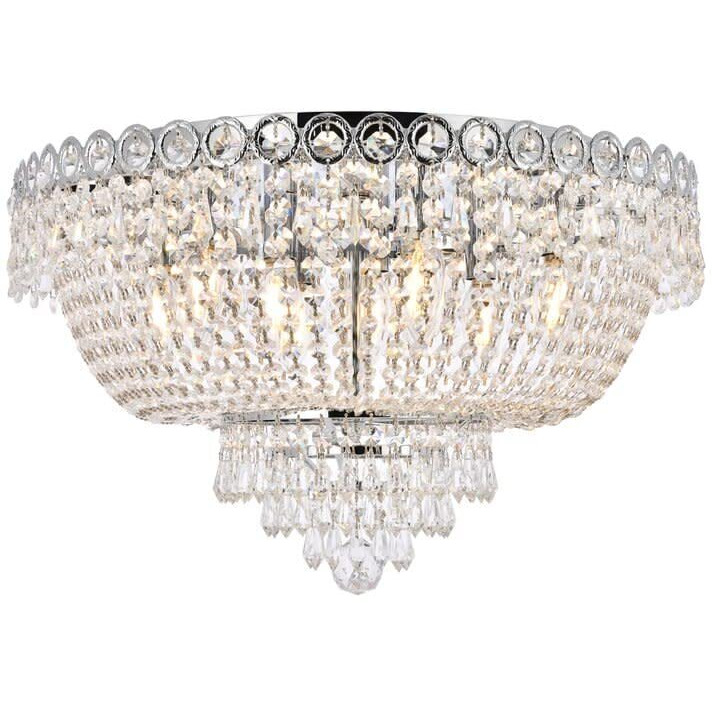 Elegant Lighting Century - Nine Light Flush Mount-Chrome Finish-Royal Cut Crystal Type