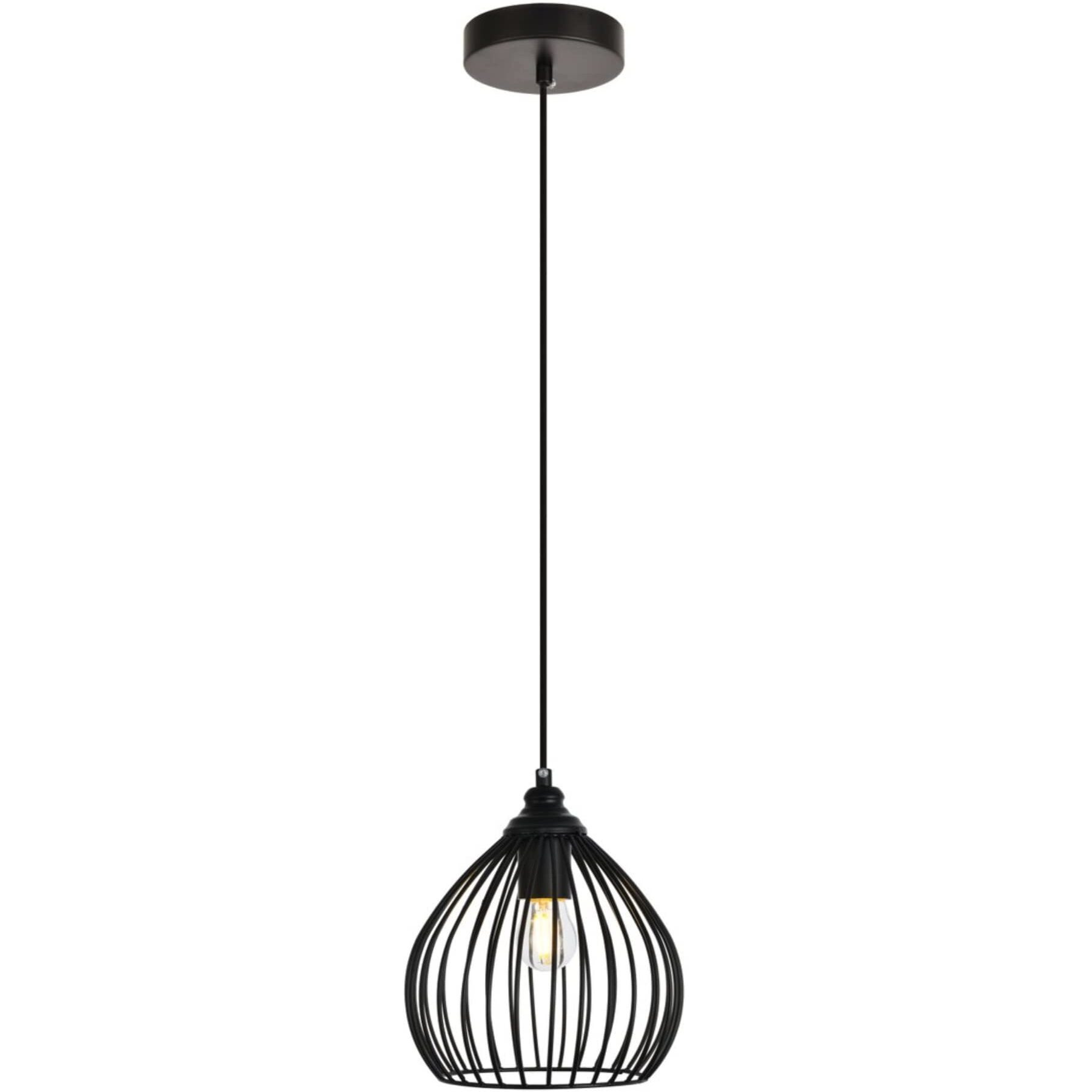 Elegant Lighting Living District Sayer 1-Light Transitional Metal Pendant in Black