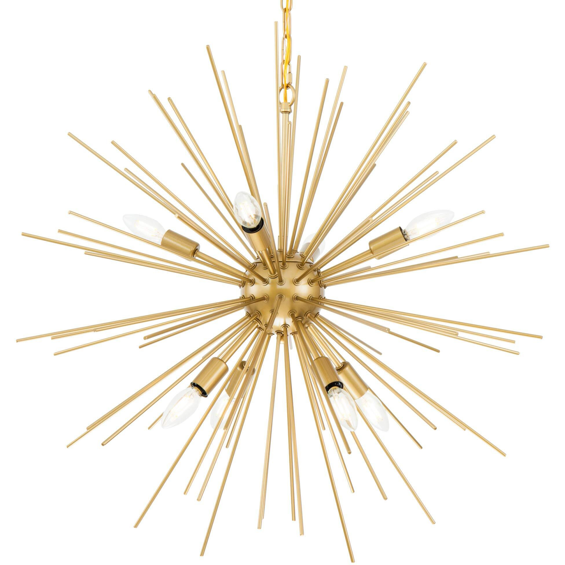 Living District Timber 8-Light Metal Pendant in Brass Finish
