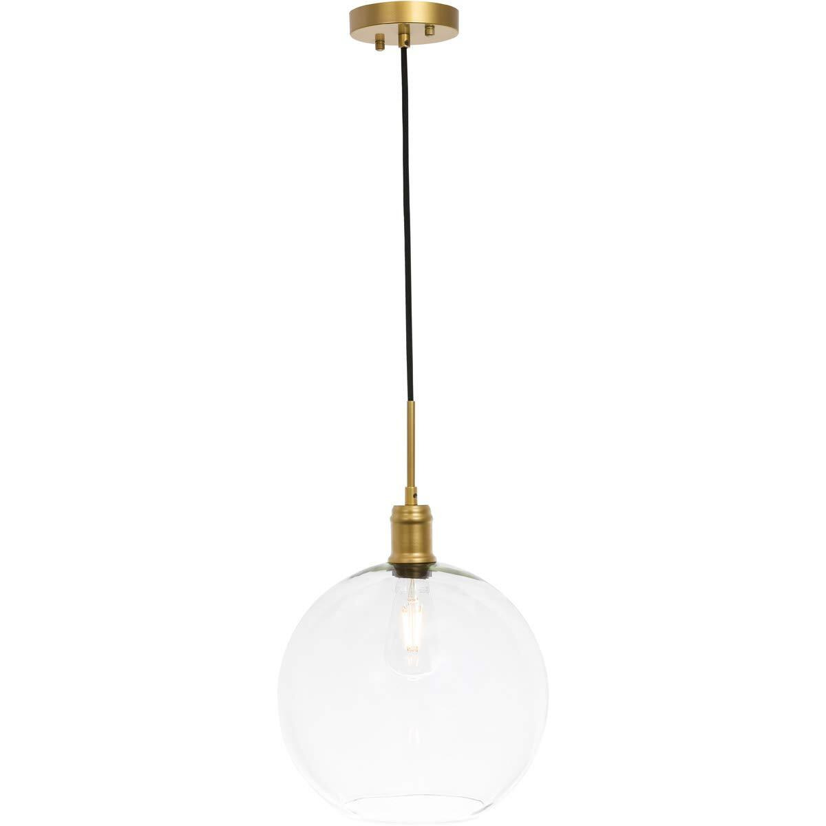 Living District Emett 1-Light Metal Pendant in Brass and Clear Glass