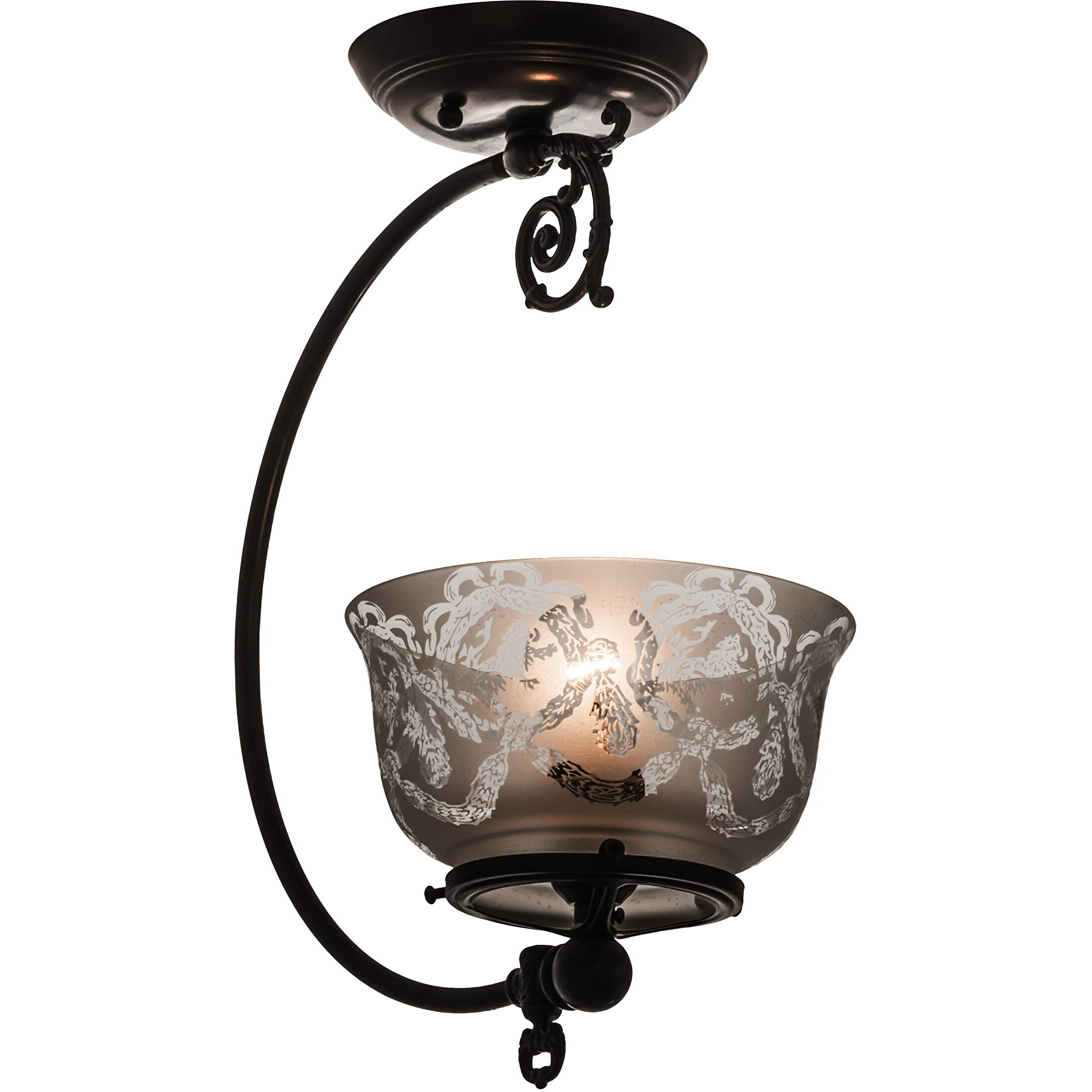 7&quotW Revival Gas Reproduction Semi-Flushmount