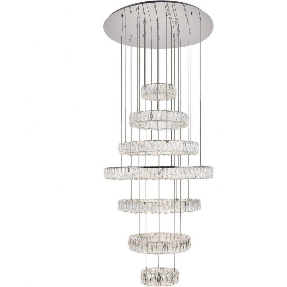 Elegant Lighting Indoor Modern Home Decorative Bright Monroe Integrated LED chip Light Chrome Chandelier Clear Royal Cut Crystal
