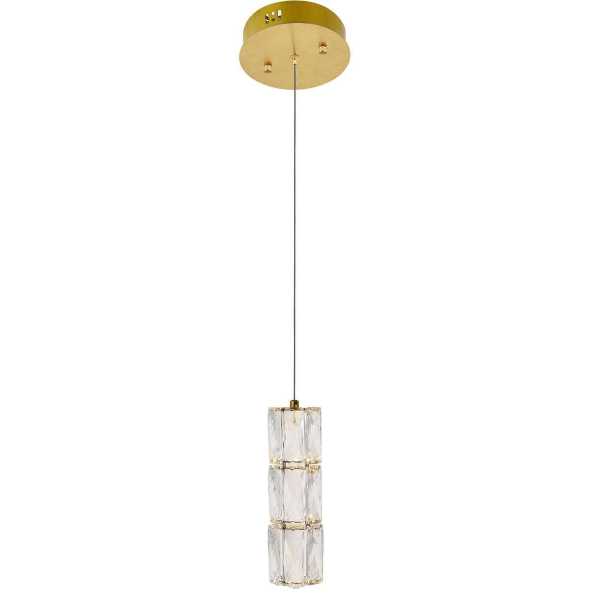 Elegant Lighting Indoor Modern Home Decorative Bright Polaris LED Light Gold Pendant Clear Royal Cut Crystal