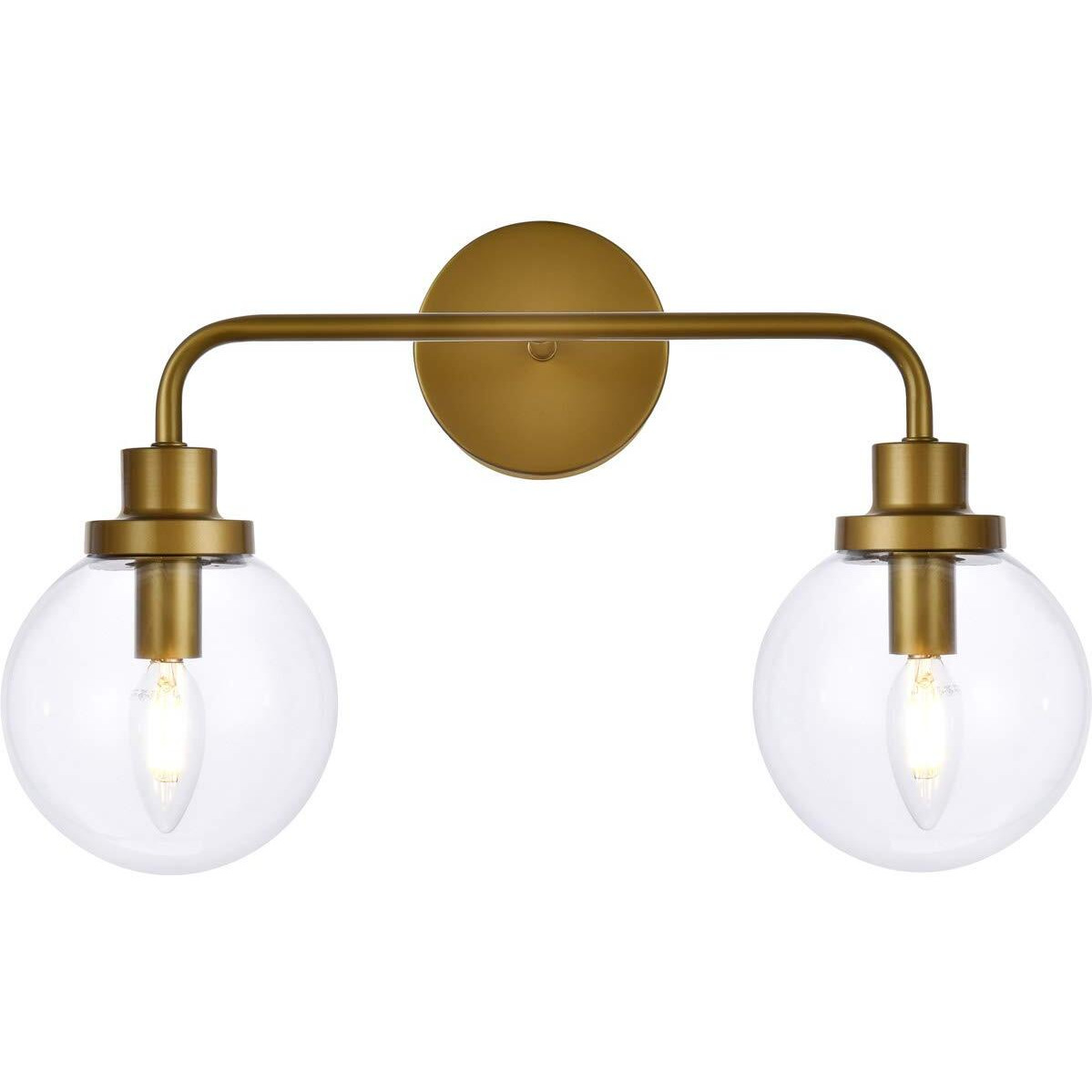 Living District Hanson 2-Light Metal Bath Sconce in Brass and Clear