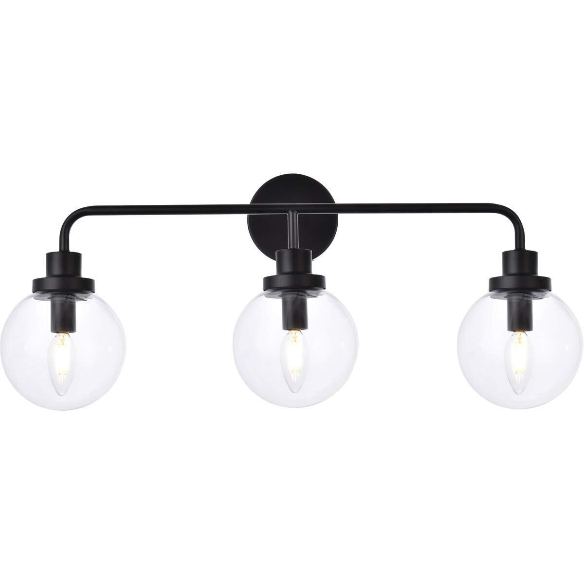Living District Hanson 3-Light Metal Bath Sconce in Black and Clear