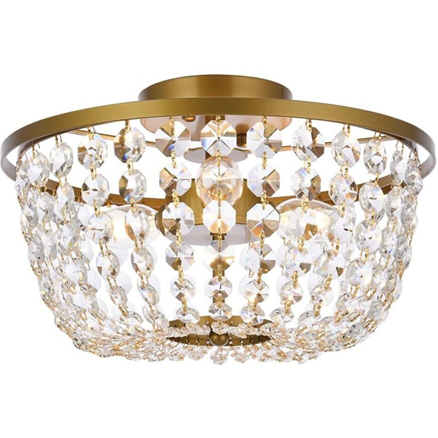 Elegant Lighting Indoor Modern Home Decorative Bright Cora 13 inch Flush Mount in Brass