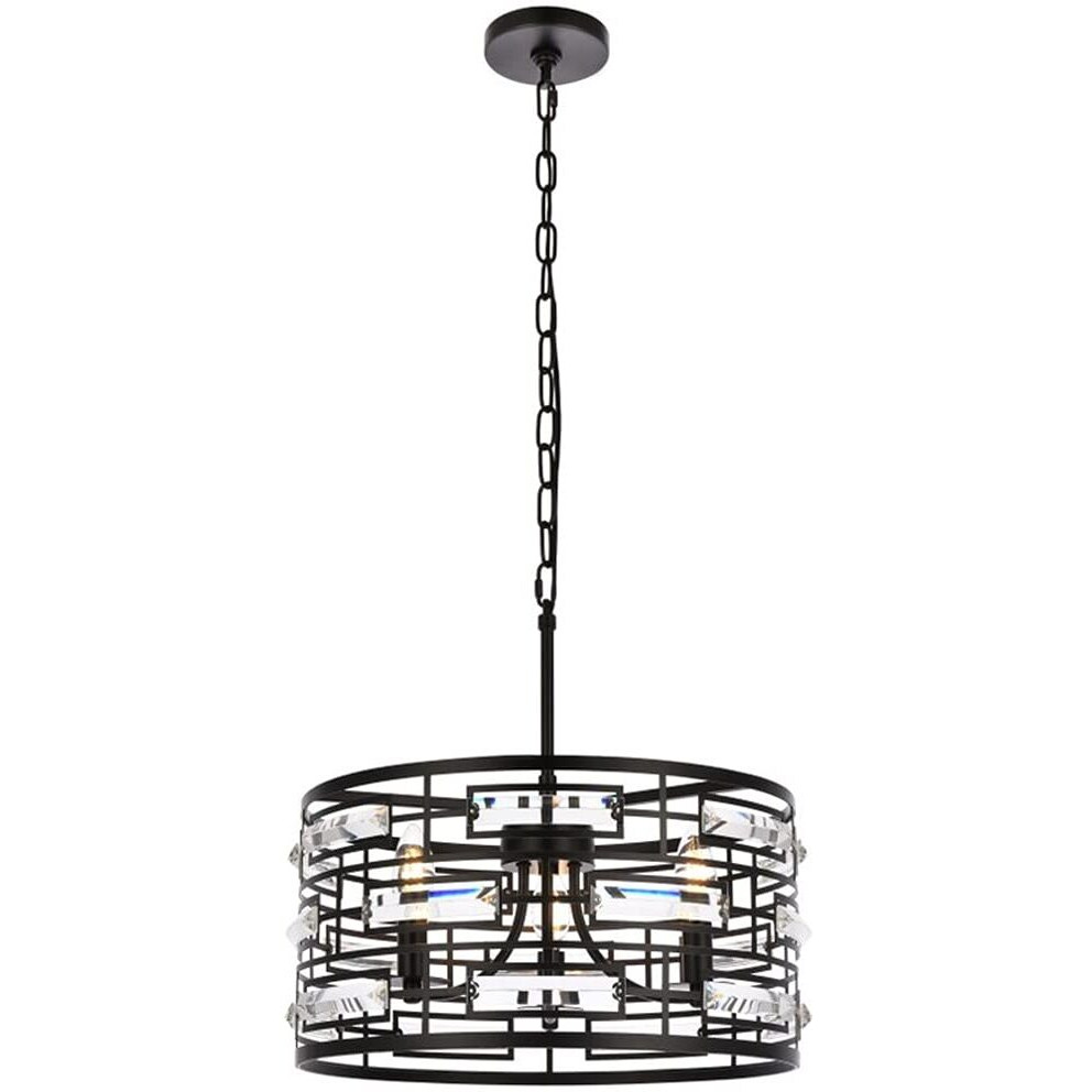 Elegant Lighting Indoor Modern Home Decorative Bright Ceiling Light Kennedy 16.5 inch Pendant in Black