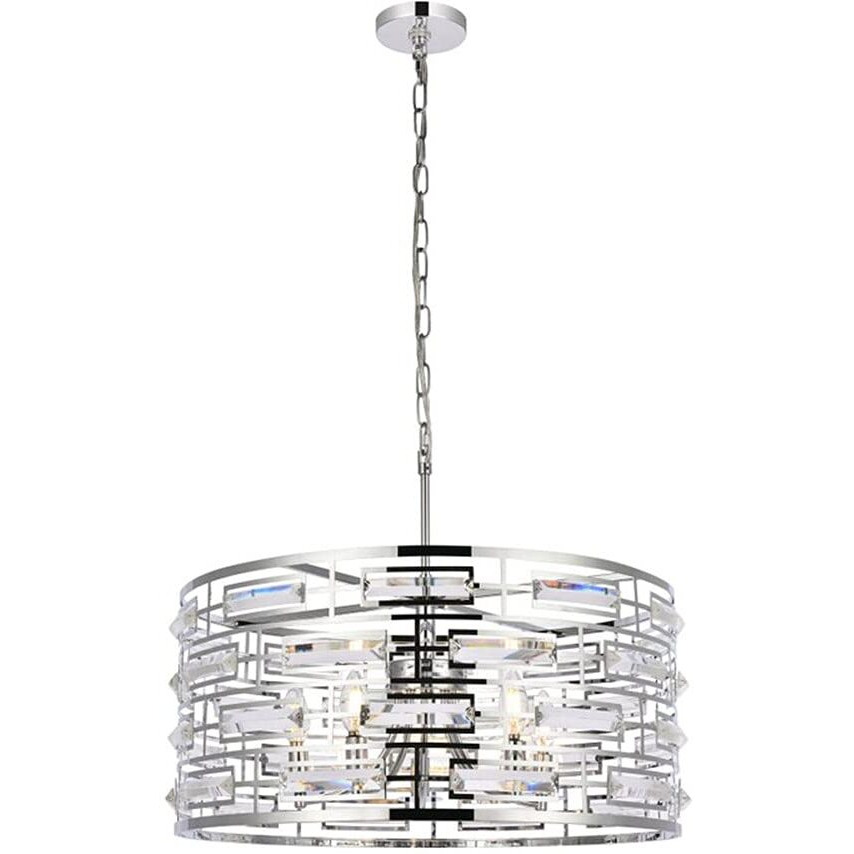 Elegant Lighting Indoor Modern Home Decorative Bright Ceiling Light Kennedy 24 inch Pendant in Chrome