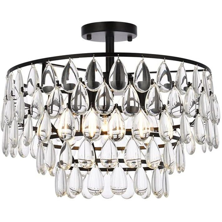 Elegant Lighting Indoor Modern Home Decorative Bright Mila 18 inch Flush Mount in Black