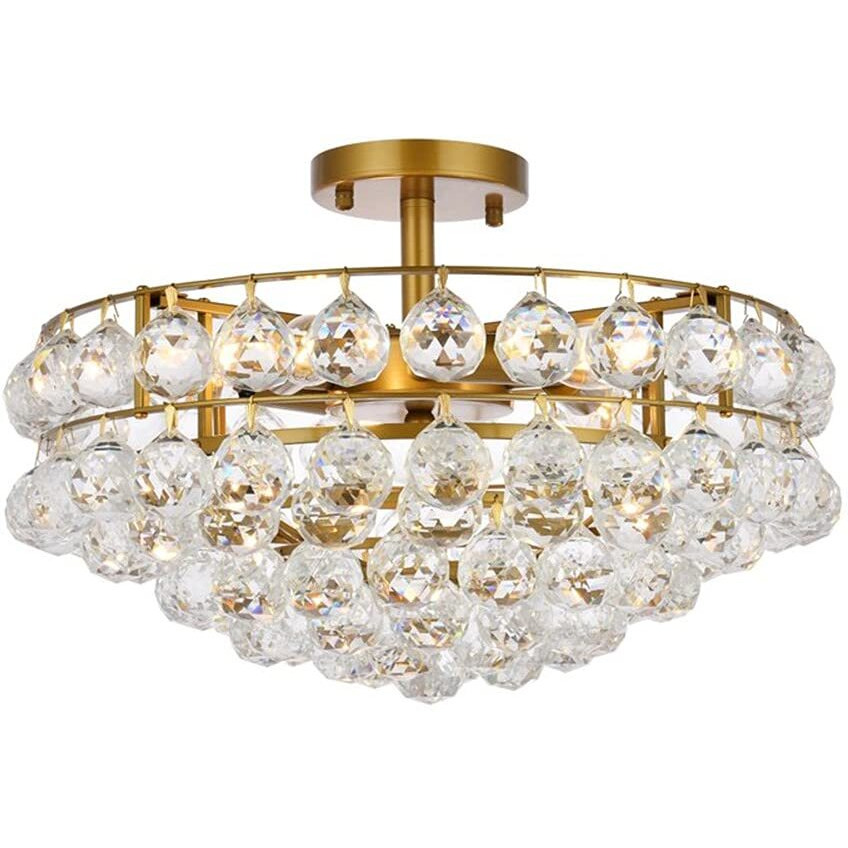 Elegant Lighting Indoor Modern Home Decorative Bright Savannah 18 inch Flush Mount in Brass
