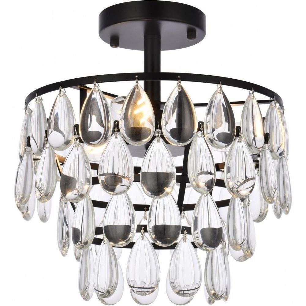 Elegant Lighting Indoor Modern Home Decorative Bright Mila 12 inch flush Mount in black