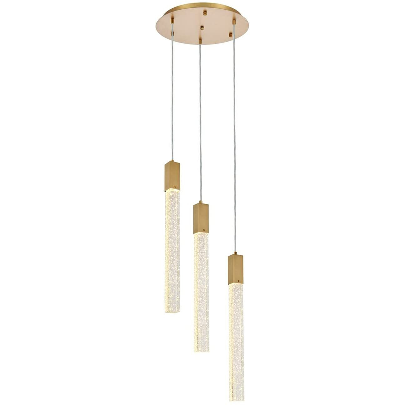 Elegant Lighting Indoor Modern Home Decorative Bright Ceiling Light Weston 3 Lights Pendant in Satin Gold