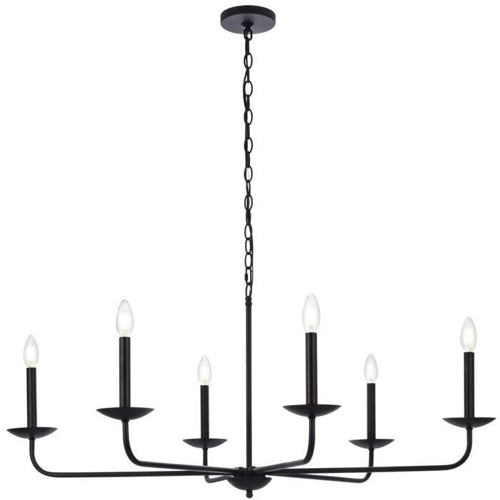Living District Cohen 6-Light Mid-Century Style Metal Pendant in Black