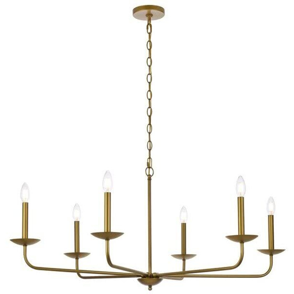 Living District Cohen 6-Light Mid-Century Metal Pendant in Brass