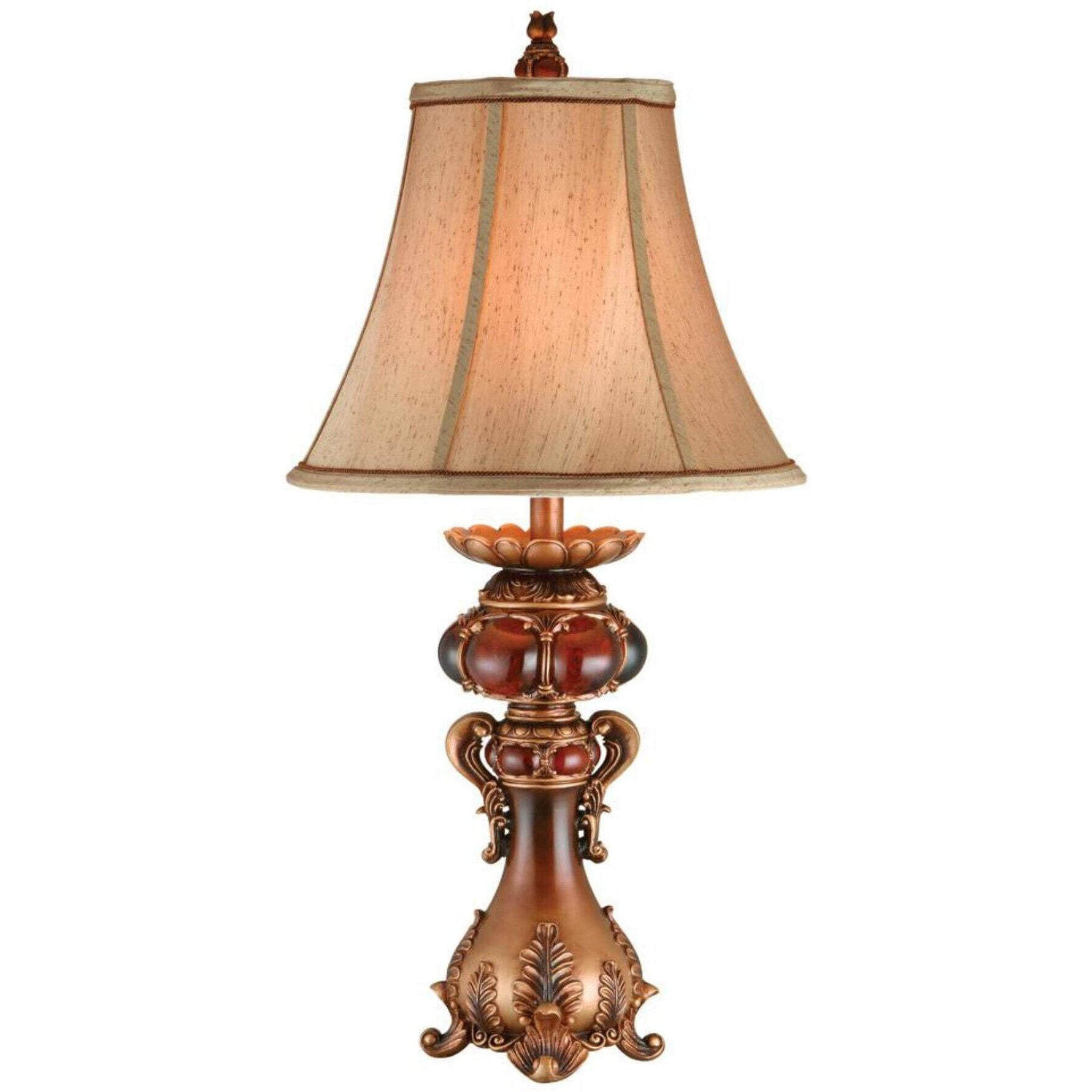 Antique Inspired Table Lamp with Linen Lamp Shade