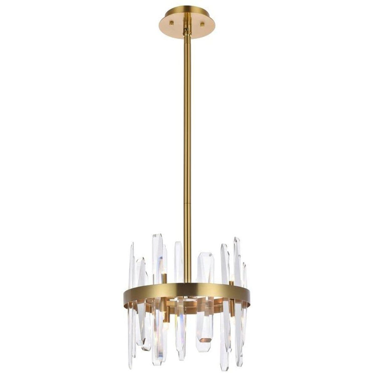Elegant Lighting Modern Bright Home Decorative Serena 12 inch Crystal Round Pendant - Satin Gold
