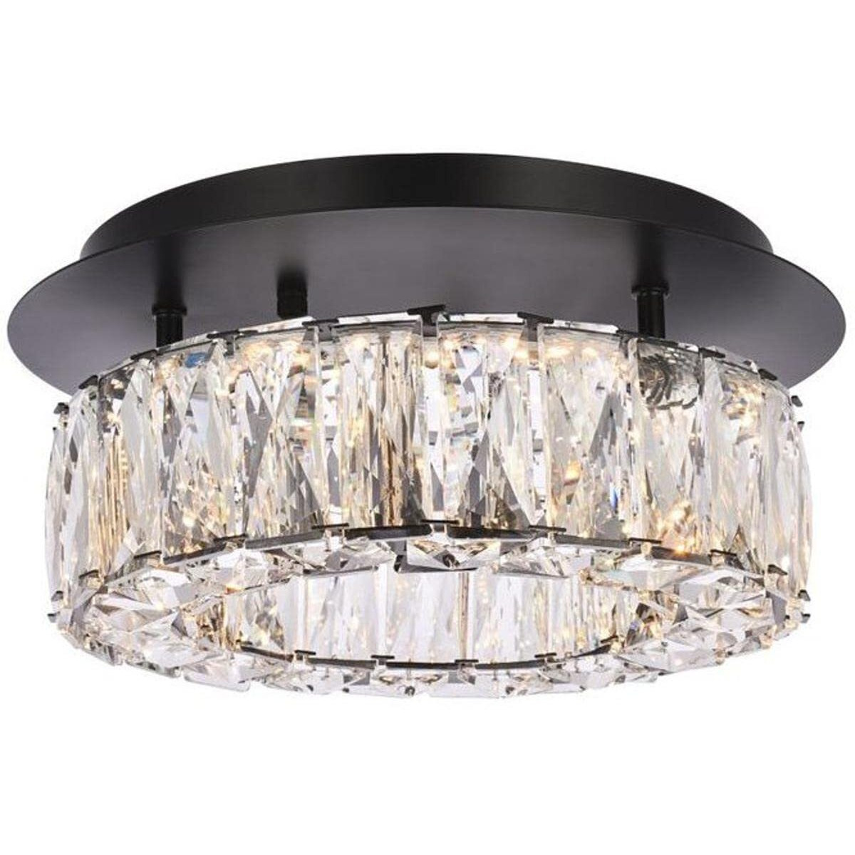 Elegant Lighting Monroe 12" Led Single Flush Mount in Black