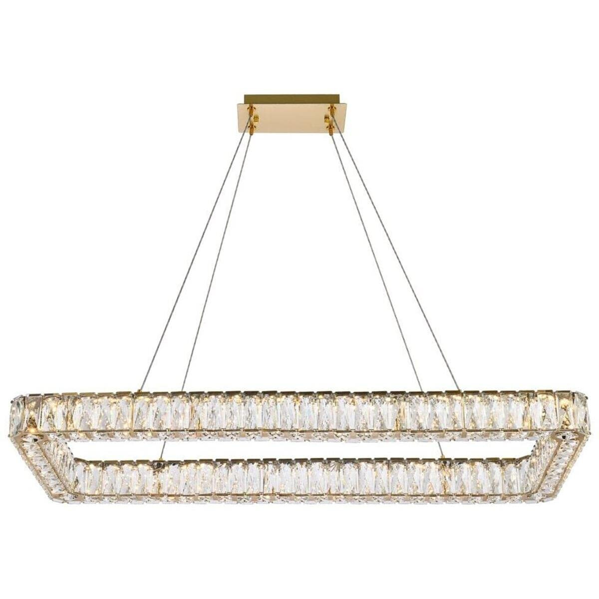 Elegant Lighting Monroe 42" Led Single Rectangle Pendant in Gold