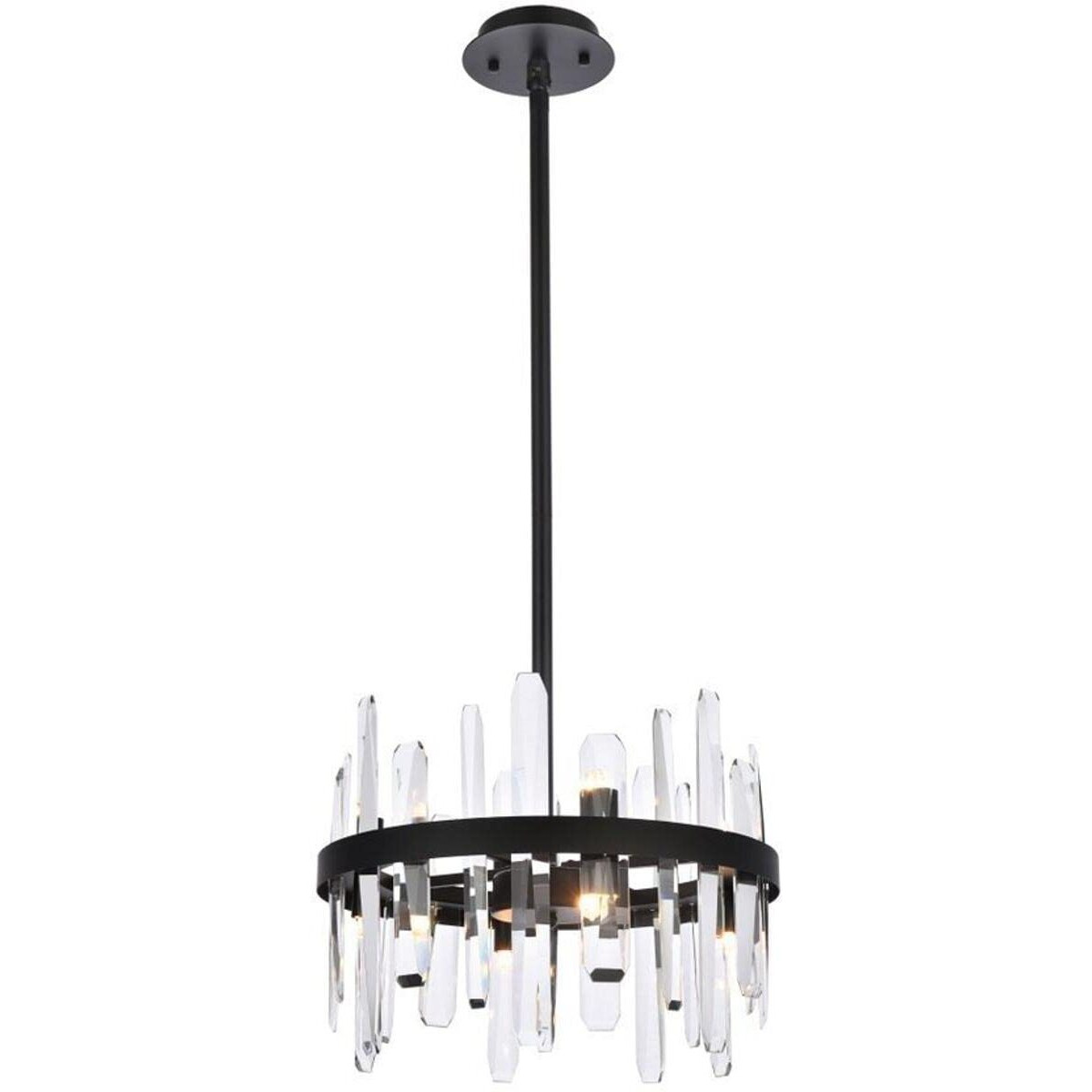 Elegant Lighting Modern Bright Home Decorative Serena 16 inch Crystal Round Pendant - Black