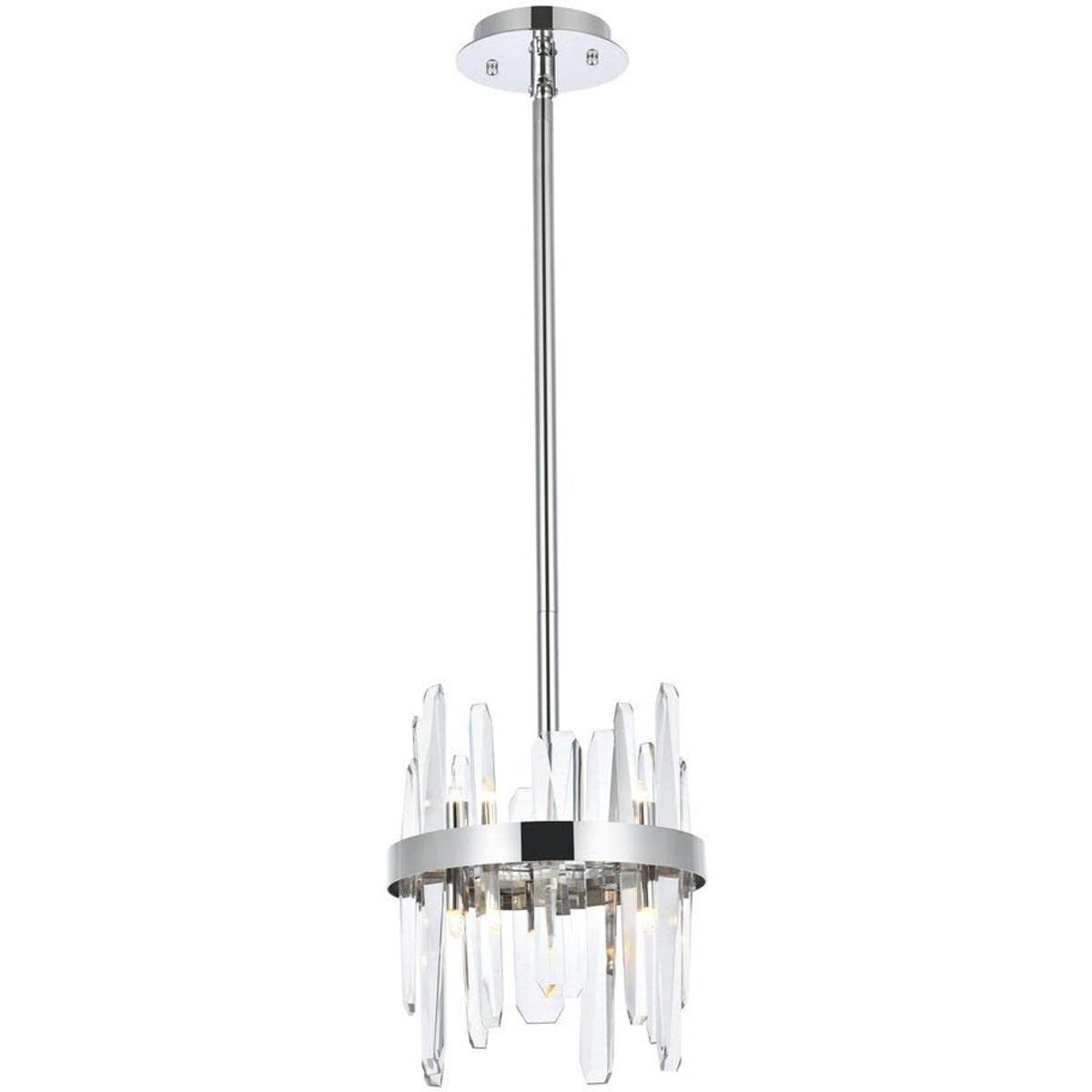 Elegant Lighting Modern Bright Home Decorative Serena 10 inch Crystal Round Pendant - Chrome
