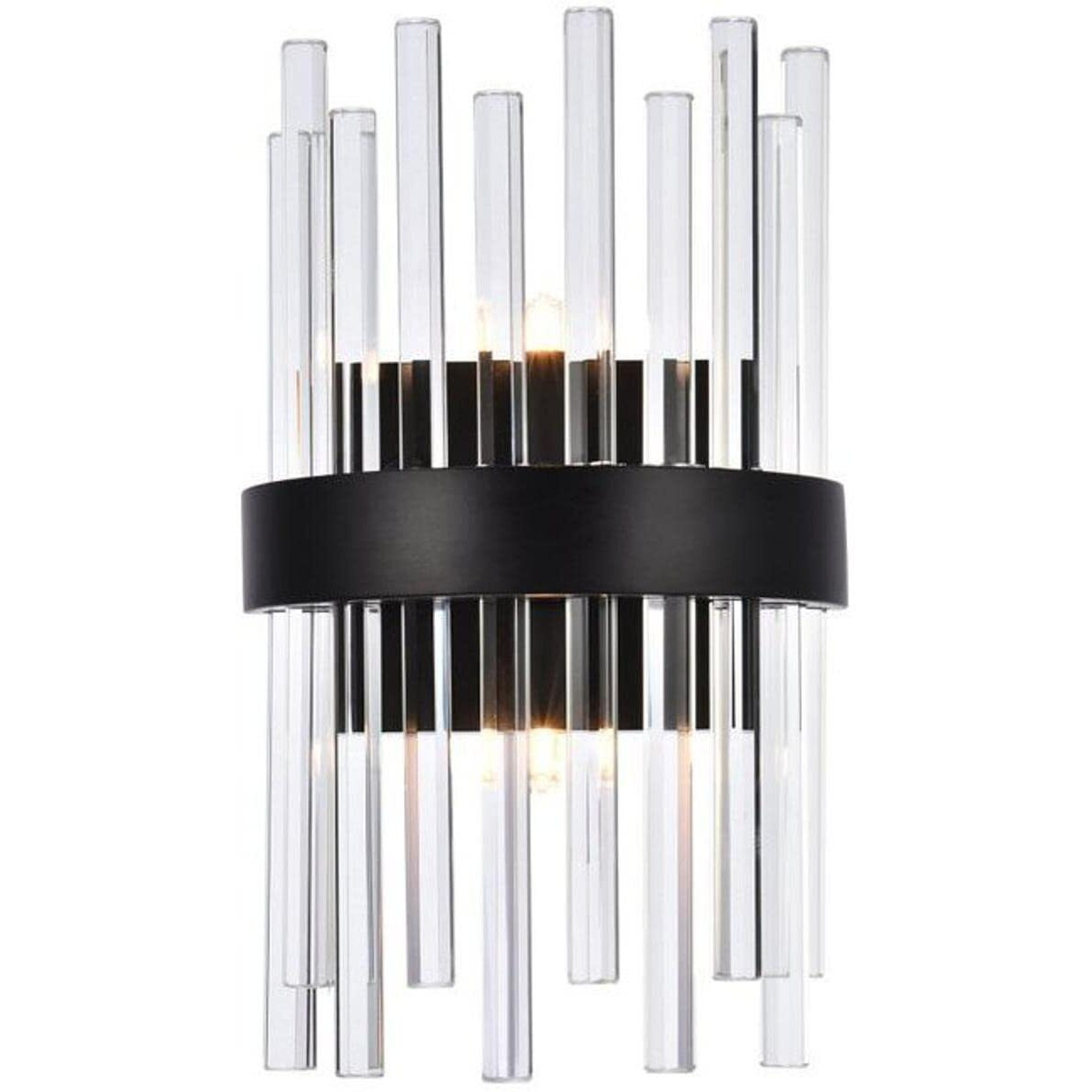 Elegant Lighting Dallas 8 inch Crystal Bath Sconce in Black