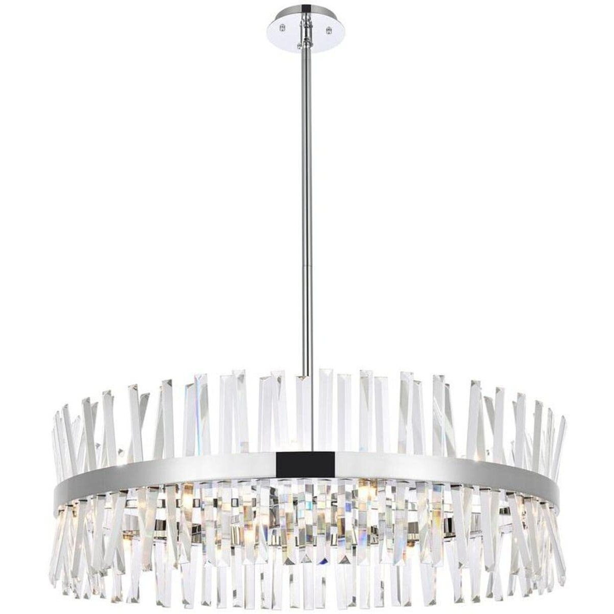 Elegant Lighting Serephina 36 inch Crystal Round Chandelier Light in Chrome