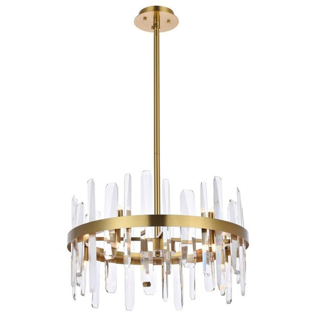 Elegant Lighting Modern Bright Home Decorative Serena 20 inch Crystal Round Pendant - Satin Gold