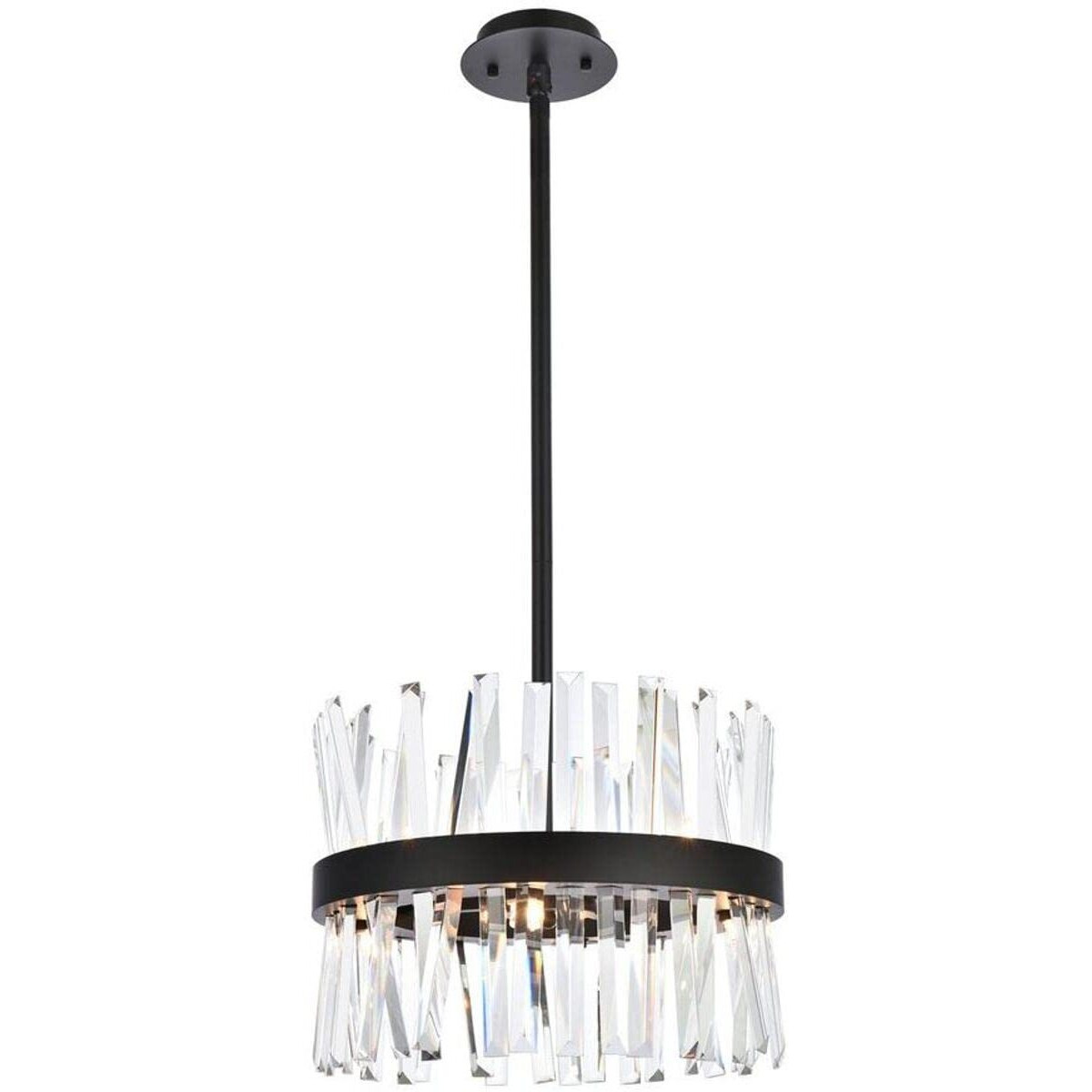 Elegant Lighting Serephina 16" Crystal Round Pendant Lt in Black