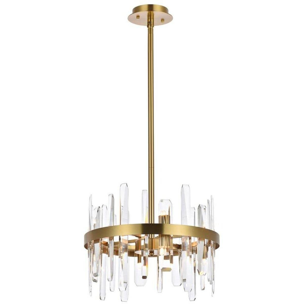 Elegant Lighting Modern Bright Home Decorative Serena 16 inch Crystal Round Pendant - Satin Gold