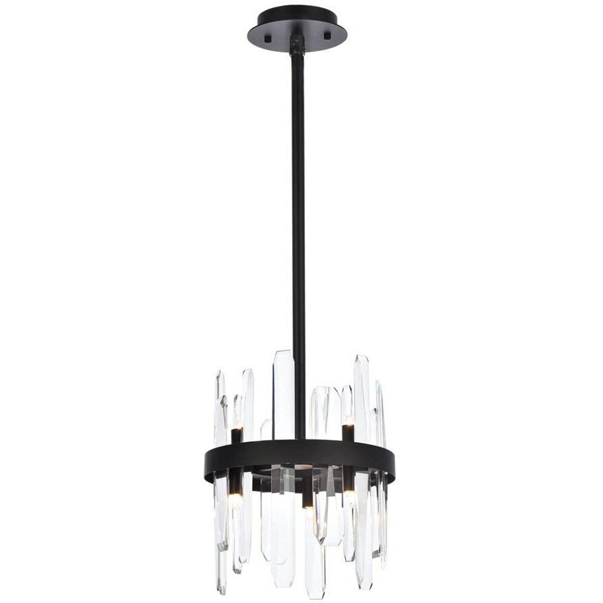 Elegant Lighting Modern Bright Home Decorative Serena 10 inch Crystal Round Pendant - Black