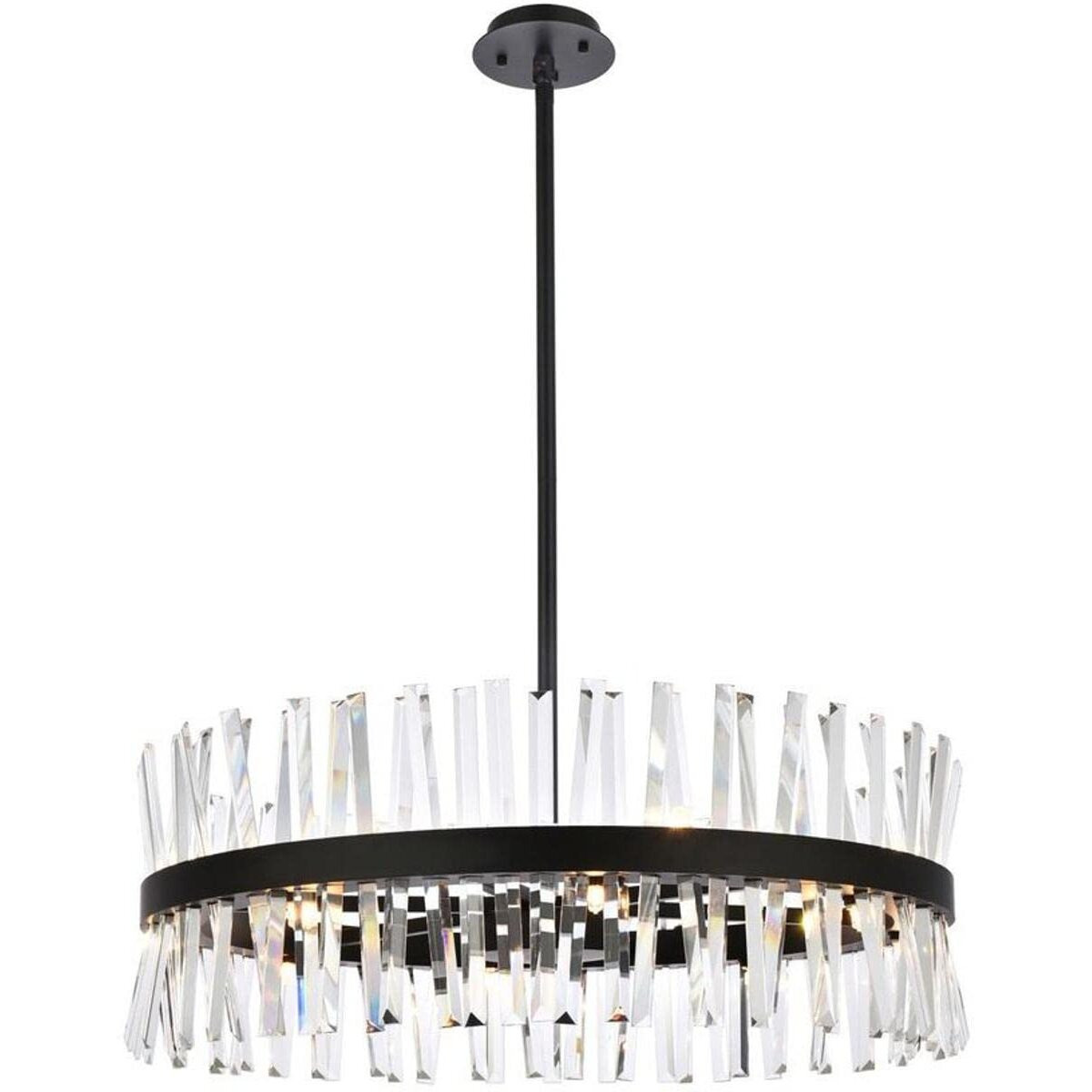 Elegant Lighting Serephina 32 inch Crystal Round Chandelier Light in Black