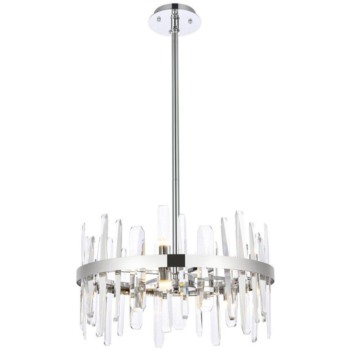 Elegant Lighting Modern Bright Home Decorative Serena 20 inch Crystal Round Pendant - Chrome