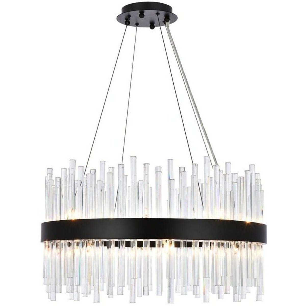 Elegant Lighting Dallas 25 inch Round Crystal Pendant in Black