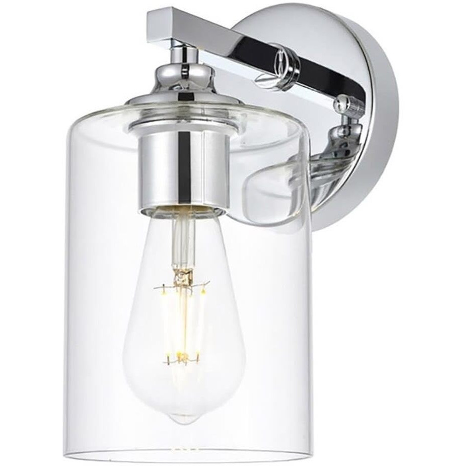 Living District Mayson 1-Light Iron & Glass Bath Sconce in Chrome/Clear