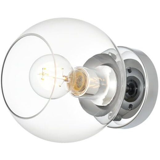 Living District Rogelio 1-Light Iron & Glass Bath Sconce in Chrome/Clear