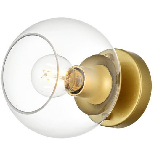 Living District Rogelio 1-Light Iron & Glass Bath Sconce in Brass/Clear