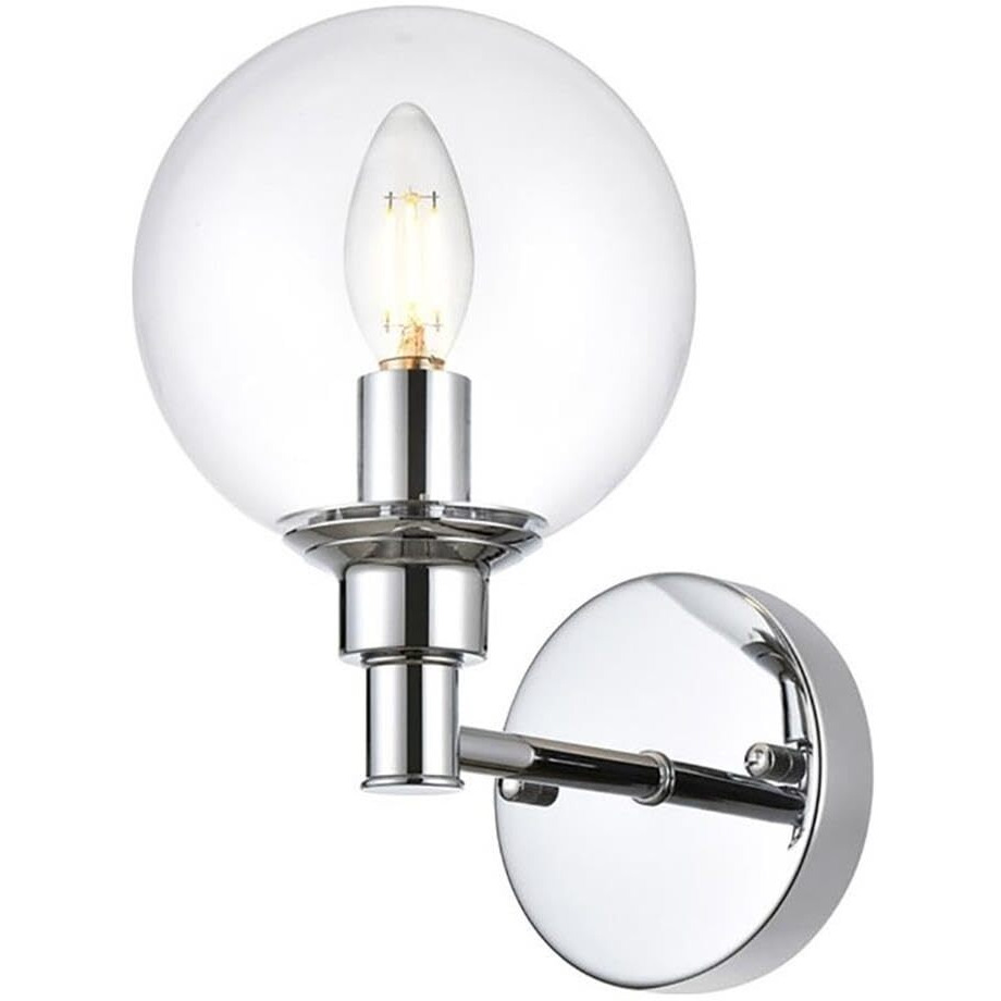 Living District Jaelynn 1-Light Iron & Glass Bath Sconce in Chrome/Clear
