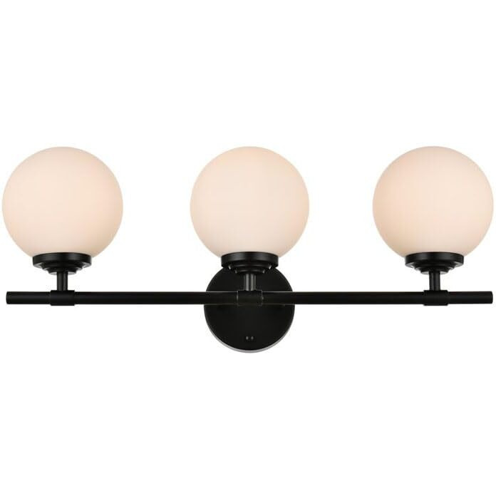 Living District Ansley 3-Light Iron & Glass Bath Sconce in Black/Frosted White