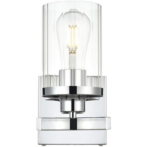 Living District Saanvi 1-Light Iron & Glass Bath Sconce in Chrome/Clear