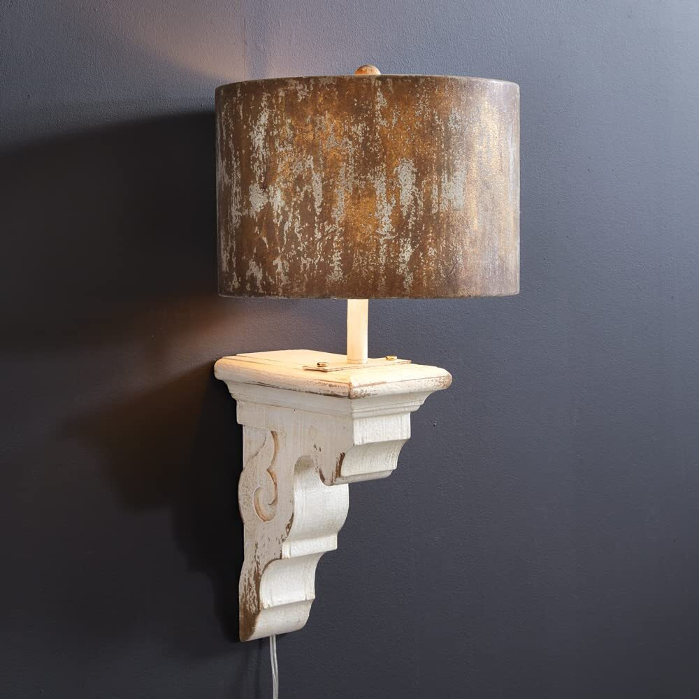 CTW Home Collection Eldora Wall Lamp, 26.5-inch Height, Metal, Wood, Home, Home Dcor