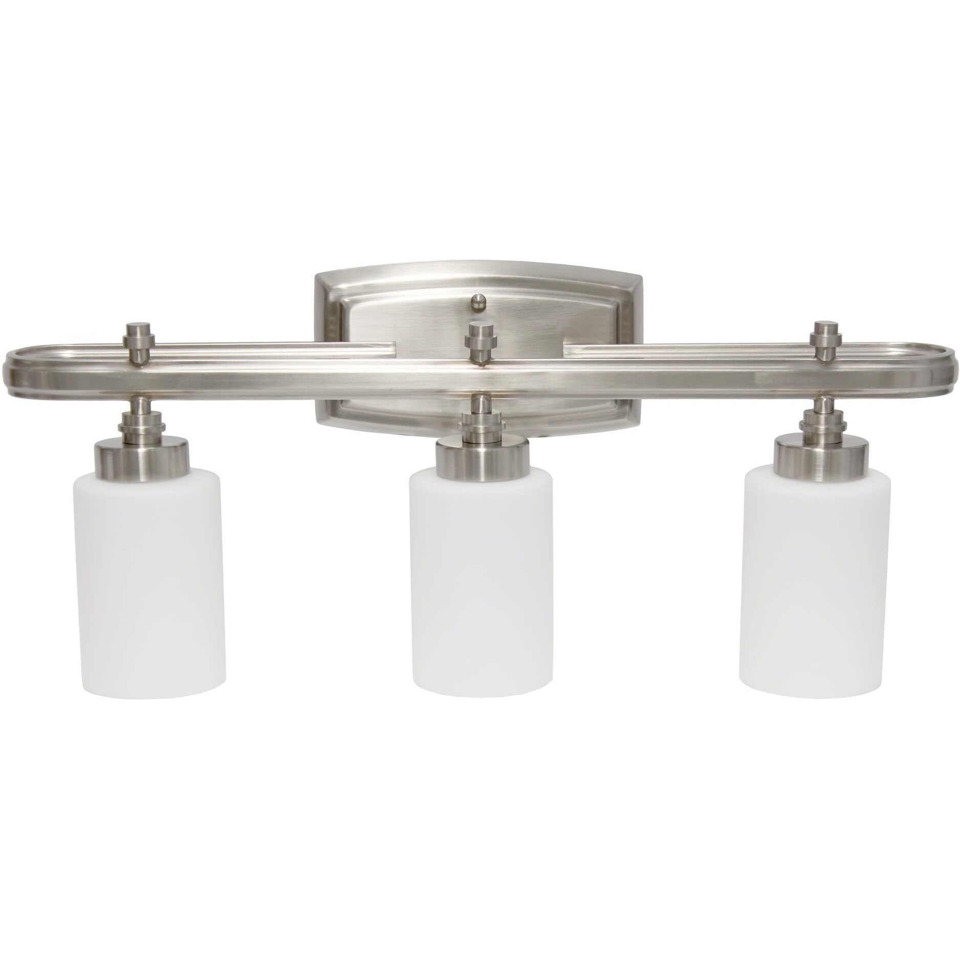 All The Rages Essentix 3-Light Metal Vanity Fixture with Opaque Shade in Nickel