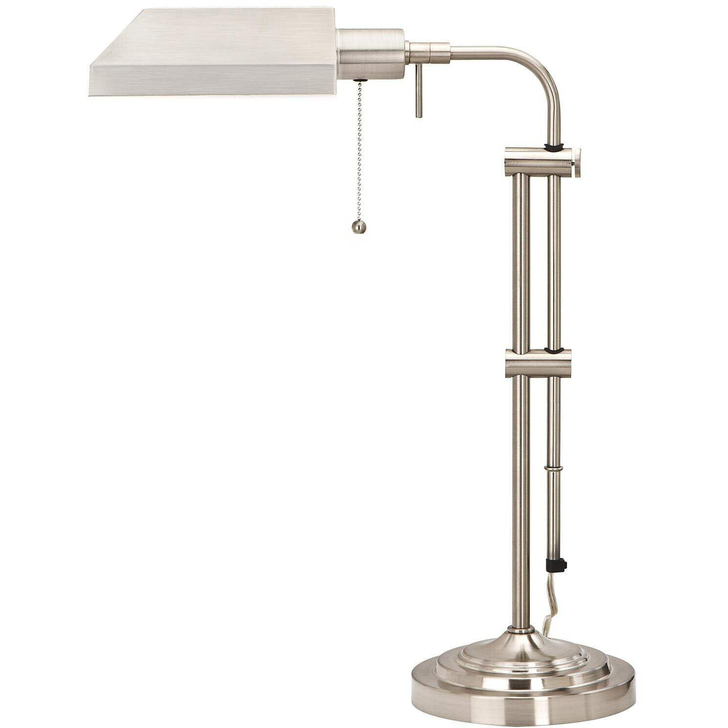 HomeRoots 524646 26 x 7 x 16 in. Nickel Metal Adjustable Table Lamp with Nickel Rectangular Shade