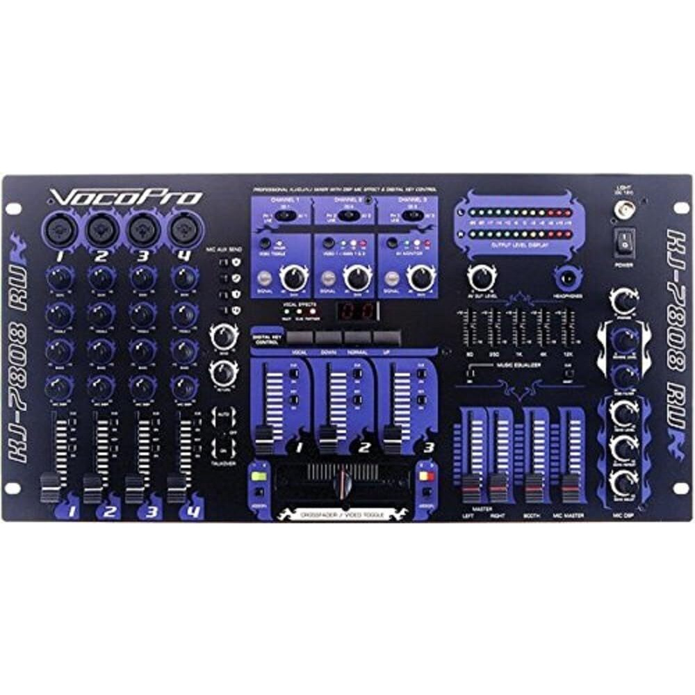 VocoPro KJ-7808RV Professional KJ/DJ/VJ Mixer with DSP Mic Effect and Digital Key Control