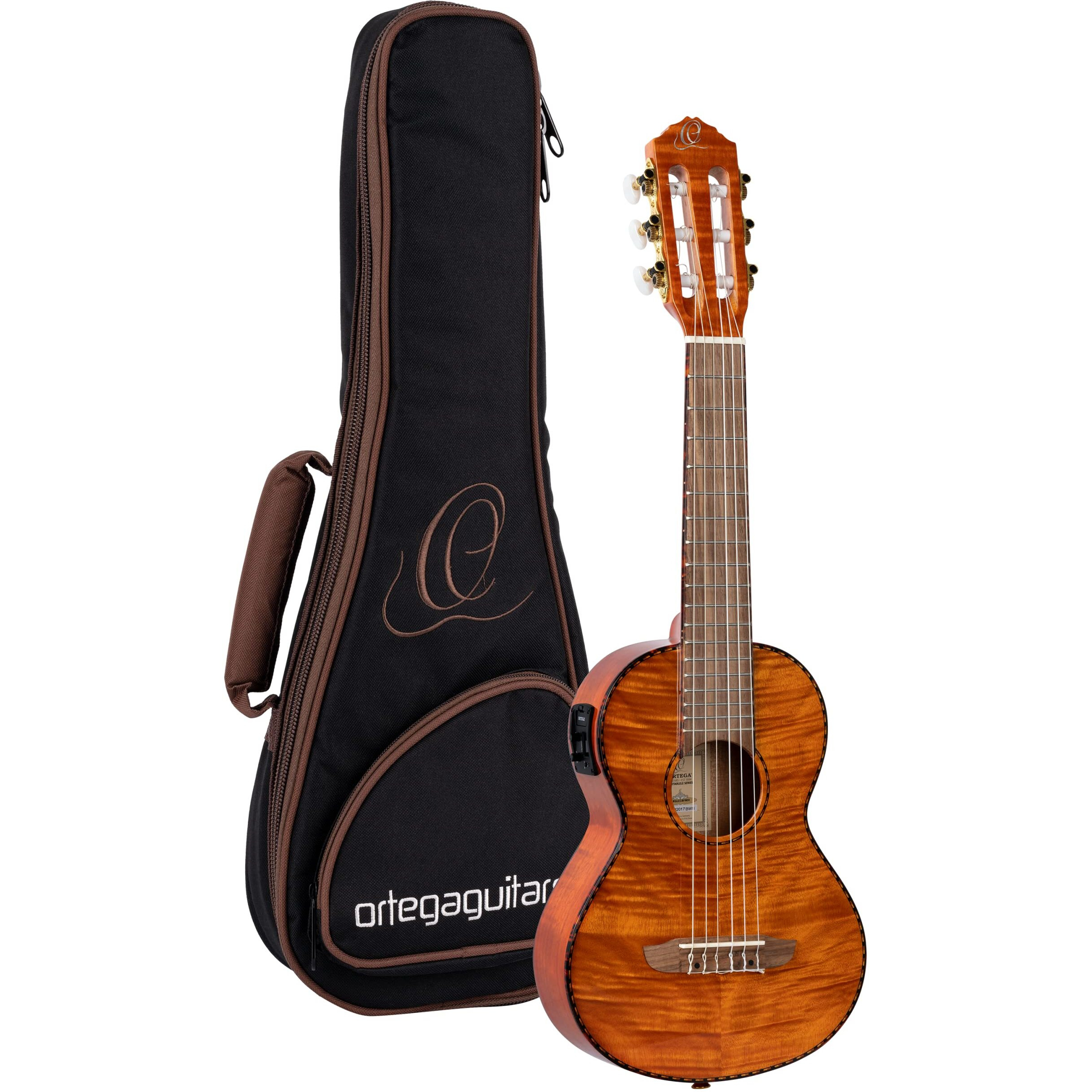 Ortega Guitars 6 String Timber Series Acoustic-Electric Guitarlele w/Bag, Right (RGLE18FMH)