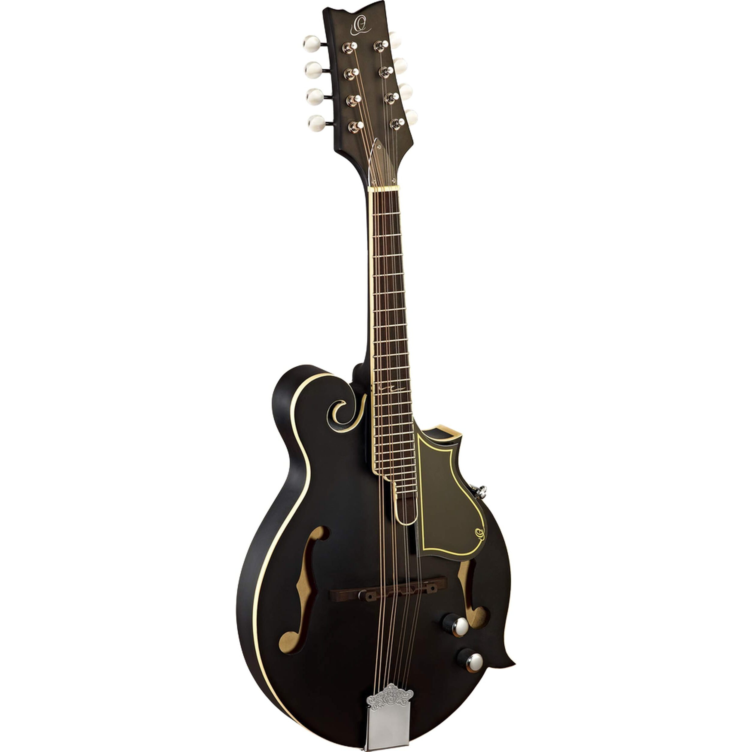 Ortega Guitars, 8-String F-Style Series Acoustic-Electric Mandolin w/Bag, Right, black (RMFE40SBK)